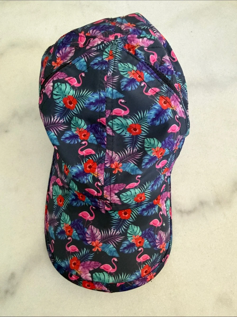 Tropical Flamingo Print Women's Baseball Cap - Navy Pink Floral